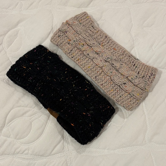 Chunky Knit Headbands in Black and Cream - Picture 2 of 4